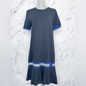 Opening Ceremony | Black Scalloped Logo T-Shirt Dress | M